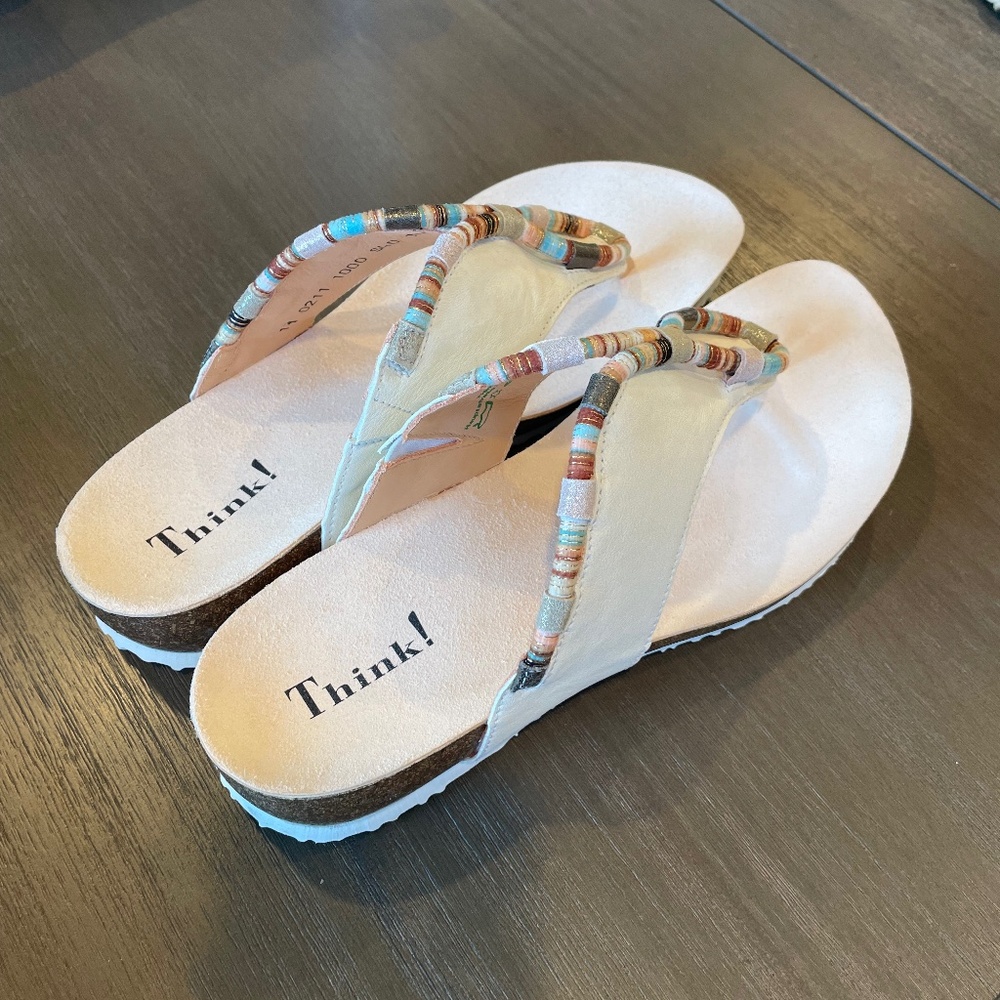 Think! Women’s Julia Sandals - Ivory - Size 40 (U.S. 9-9.5)